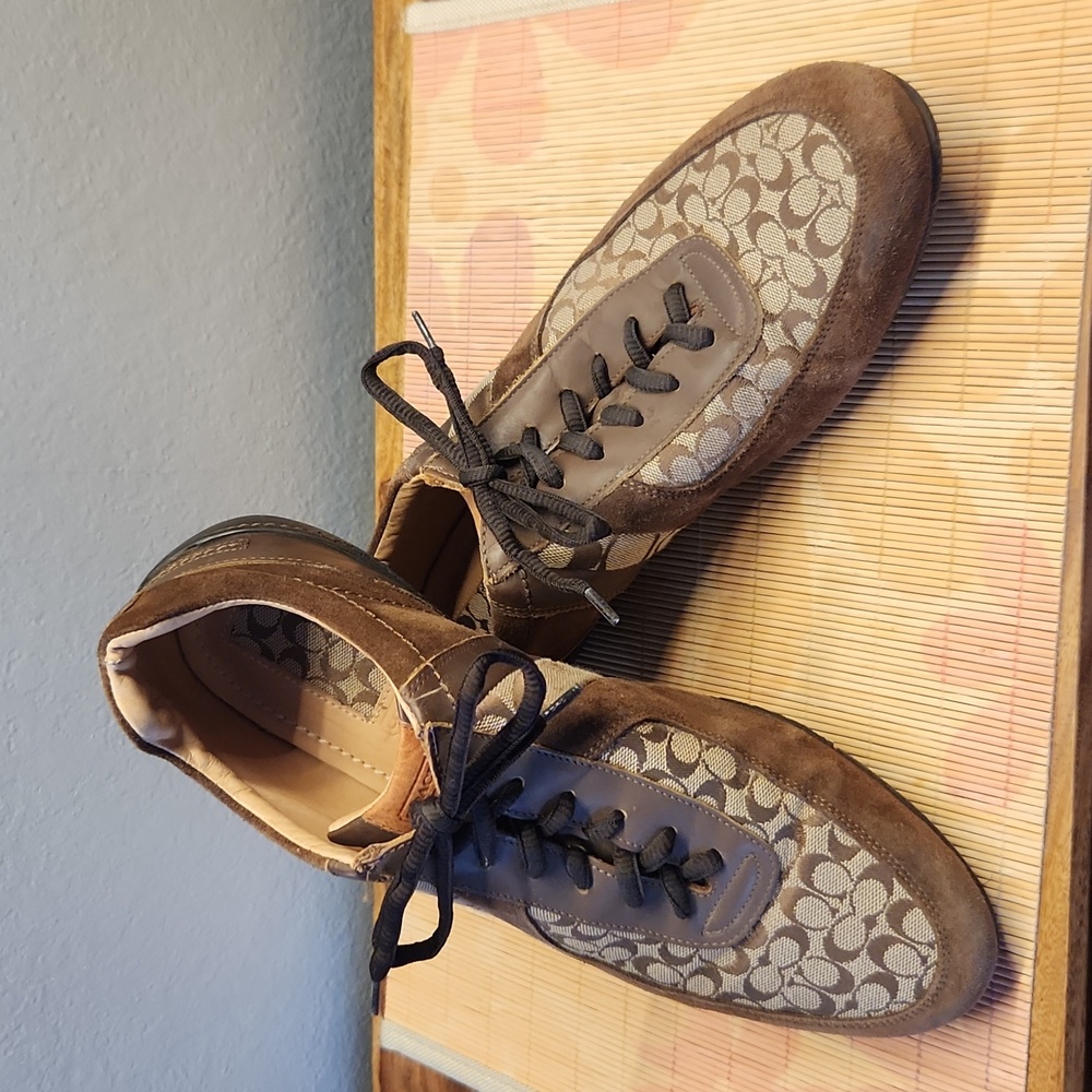 Coach Mens Sneakers 10½ Brown Suede and Monogram